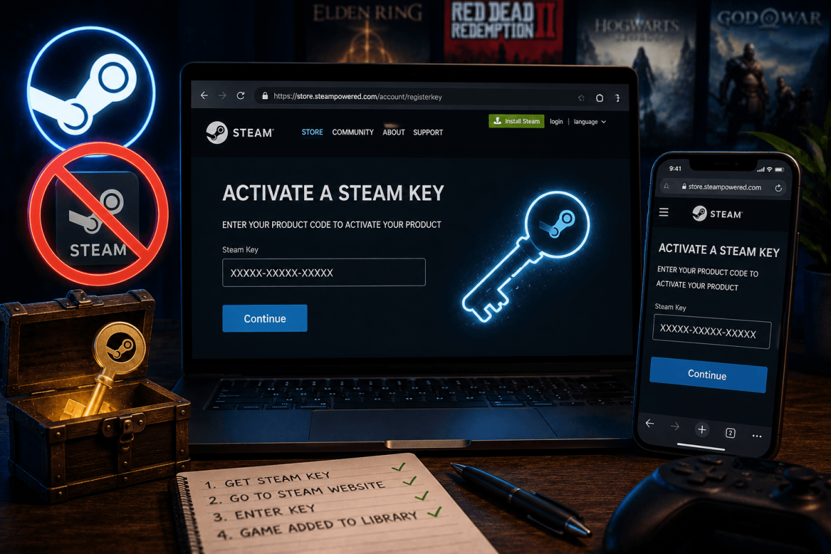 كيفية تفعيل مفتاح Steam بدون التطبيق — طريقة المتصفح والجوال (2026)