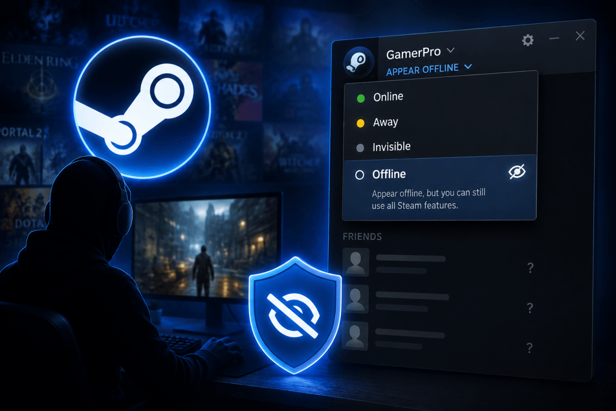 كيف تظهر غير متصل على Steam — العب دون أن يعرف أصدقاؤك (2026)