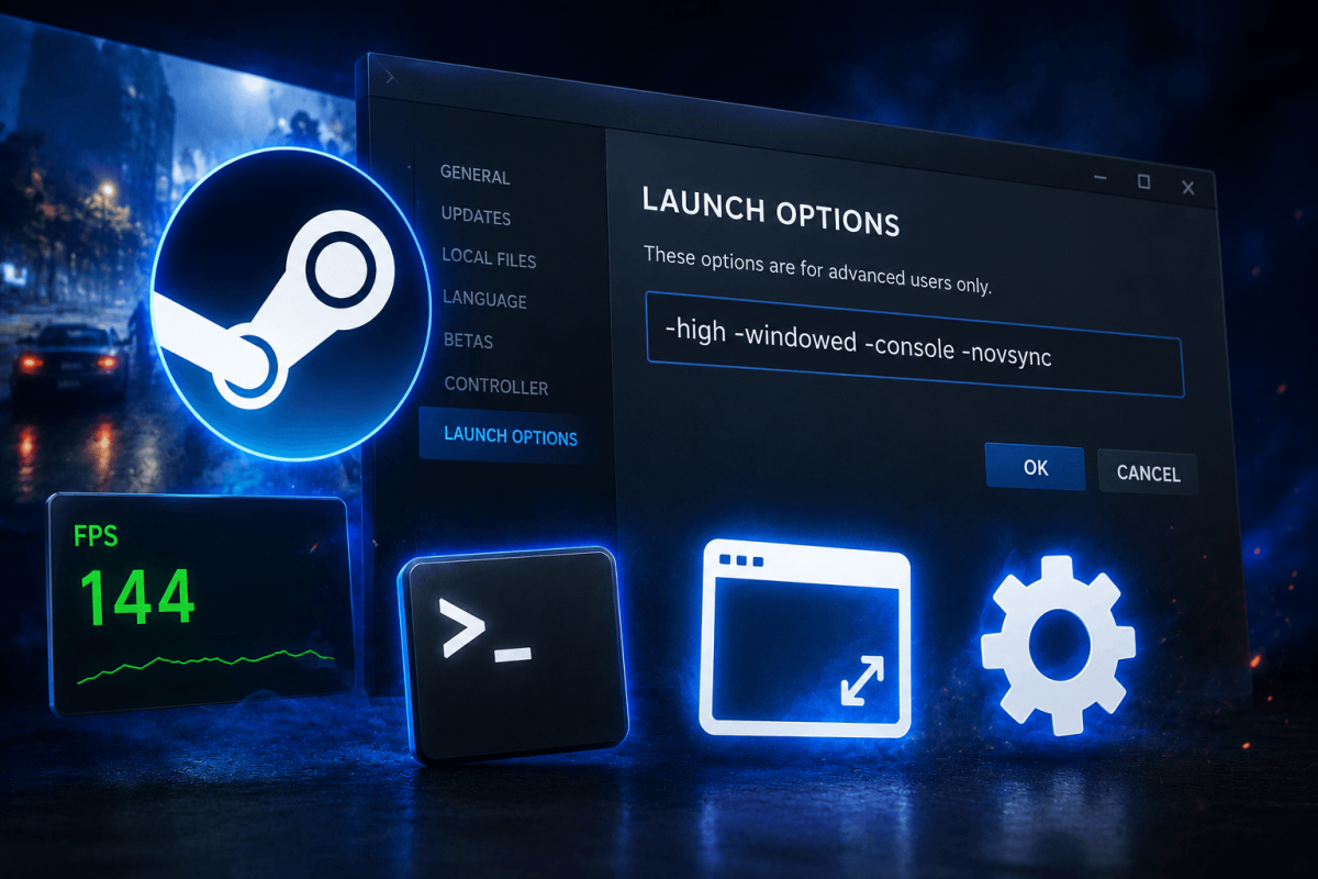 كيفية ضبط خيارات تشغيل Steam — FPS، وضع النافذة، الكونسول والمزيد (2026)