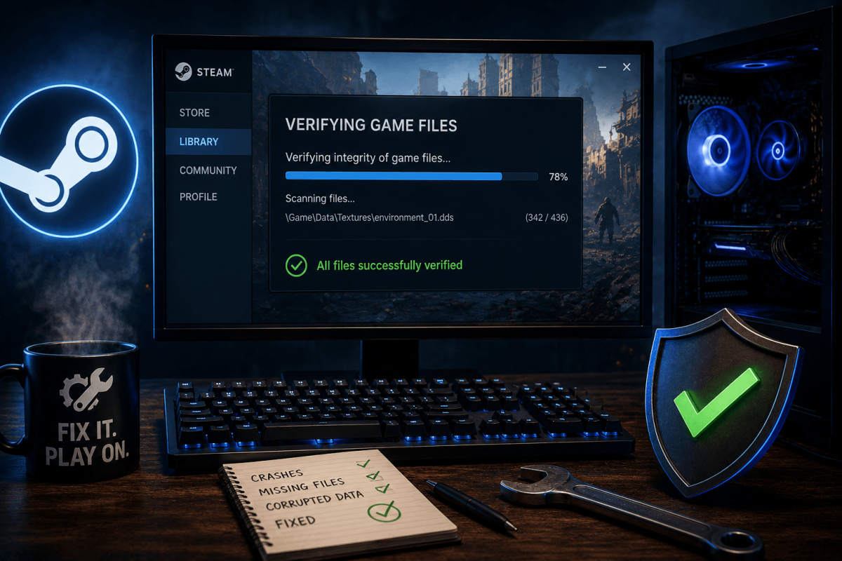 كيف تتحقق من ملفات اللعبة على Steam — إصلاح الأعطال والملفات المفقودة (2026)
